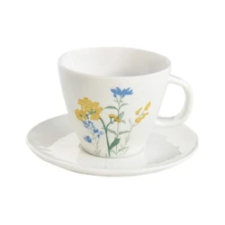 Easy Life Mille Fleurs  Cup & Saucer Set in Box - Yellow & Blue 250ml