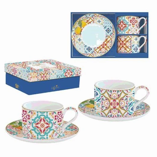 Easy Life Siracusa  Cups & Saucers Set in Box - Multicolored 240ml 4-Piece - Easy Life - Image 2