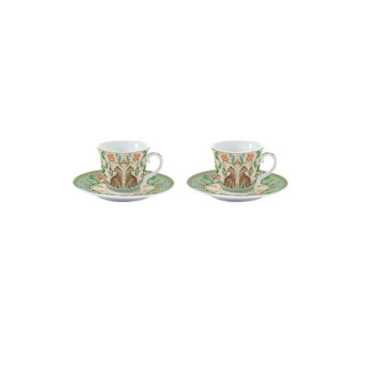 Easy Life Jungle Vibes  Cups & Saucers Set in Box - Multicolored 80ml 4-Piece - Easy Life - Image 2