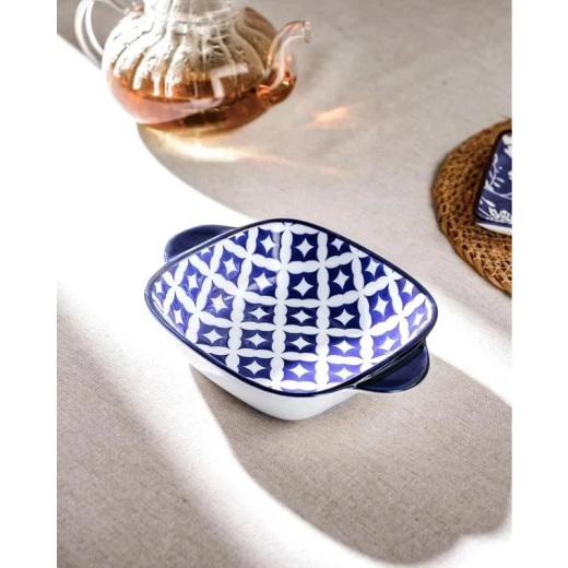 Madame Coco Rêve Bleu Bourges New Bone China Square Plate with Handle - Madame COCO - Image 2