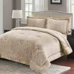Nova Home Fleurfur Winter Jaquard Fur Comforter  Set - Single/Twin - Beige 4Pcs - Nova Home