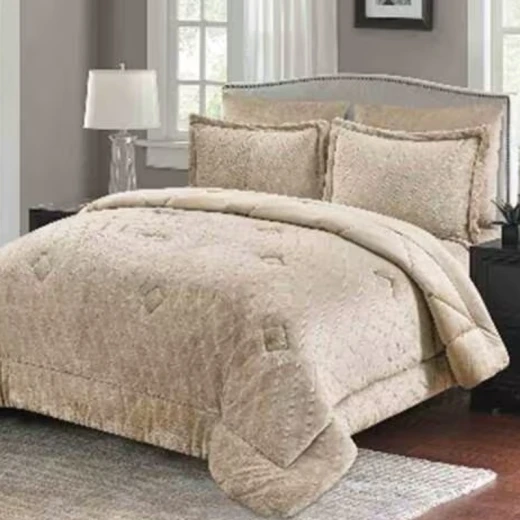 Nova Home Fleurfur Winter Jaquard Fur Comforter Set - Single/Twin - Beige 4Pcs Nova Home Fleurfur Winter Jaquard Fur Comforter Set - Single/Twin - Beige 4Pcs