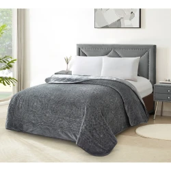 Nova home lynx engraved blanket - king/super king - grey
