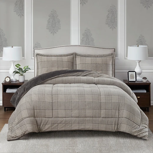 Nova Home Sketch Winter Printed Flannel Comforter Set - King/Super King - Grey  4 Pcs - Nova Home - Image 8
