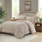 Nova Home Sketch Winter Printed Flannel Comforter Set - King/Super King  - Beige 4 Pcs - Nova Home