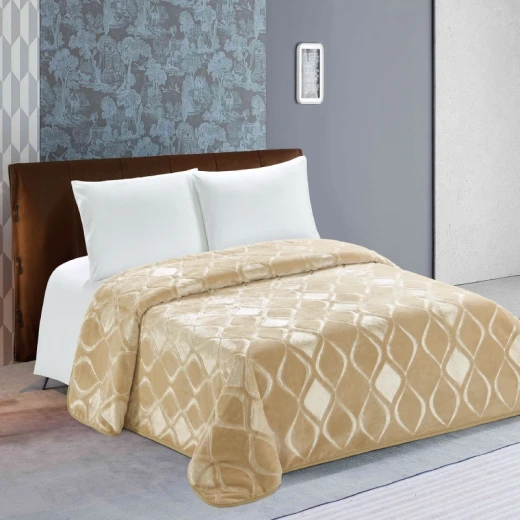 Nova Home Engraved Diamond Blanket, Twin Size, Beige Nova Home Engraved Diamond Blanket, Twin Size, Beige