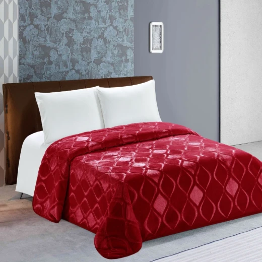 Nova home engraved diamond blanket, twin size, red color Nova home engraved diamond blanket, twin size, red color