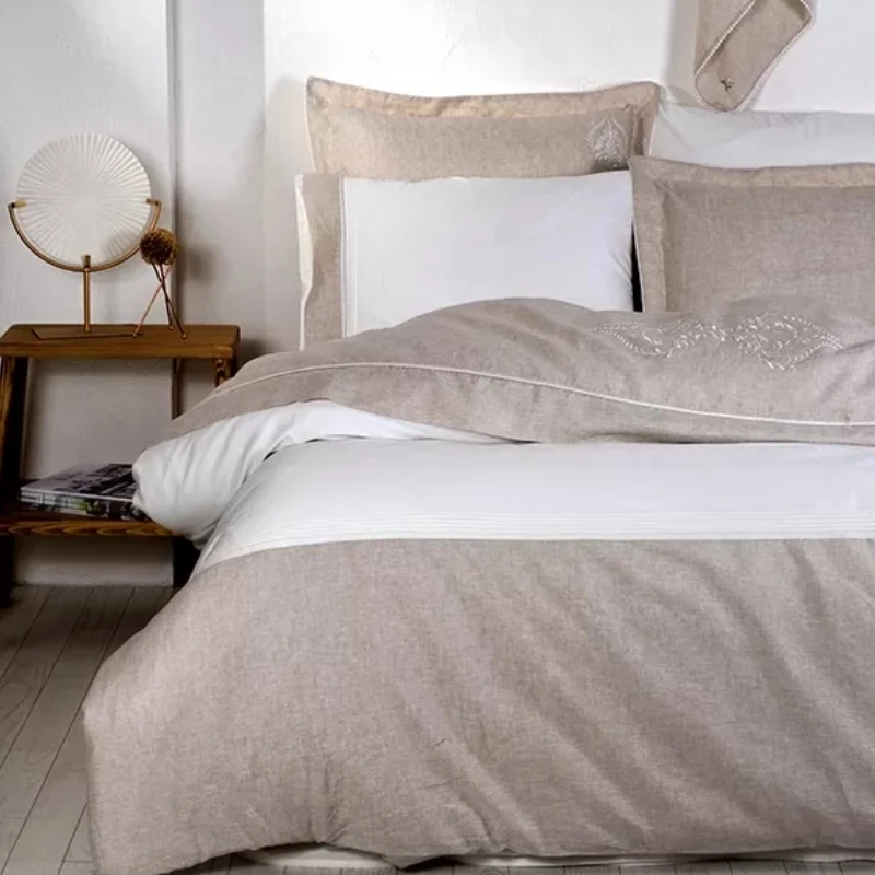 EcoCotton Duvet Cove Hanzader King Cream/Gold  6Pcs Set - Eco Cotton