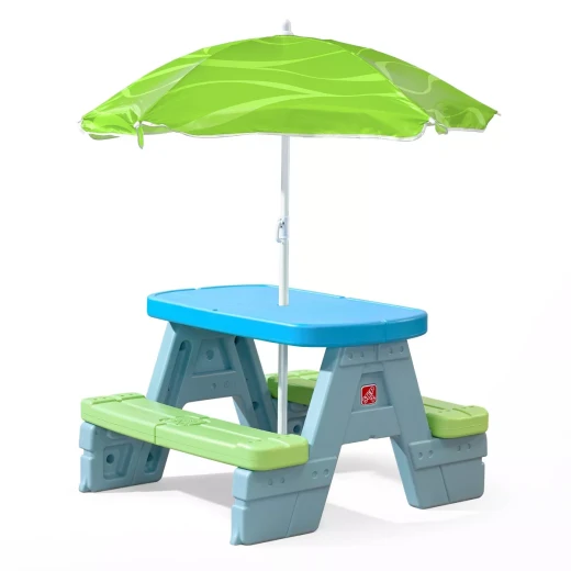 Step2 Sun & Shade Picnic Table with Umbrella - Blue/Green Step2 Sun & Shade Picnic Table with Umbrella - Blue/Green