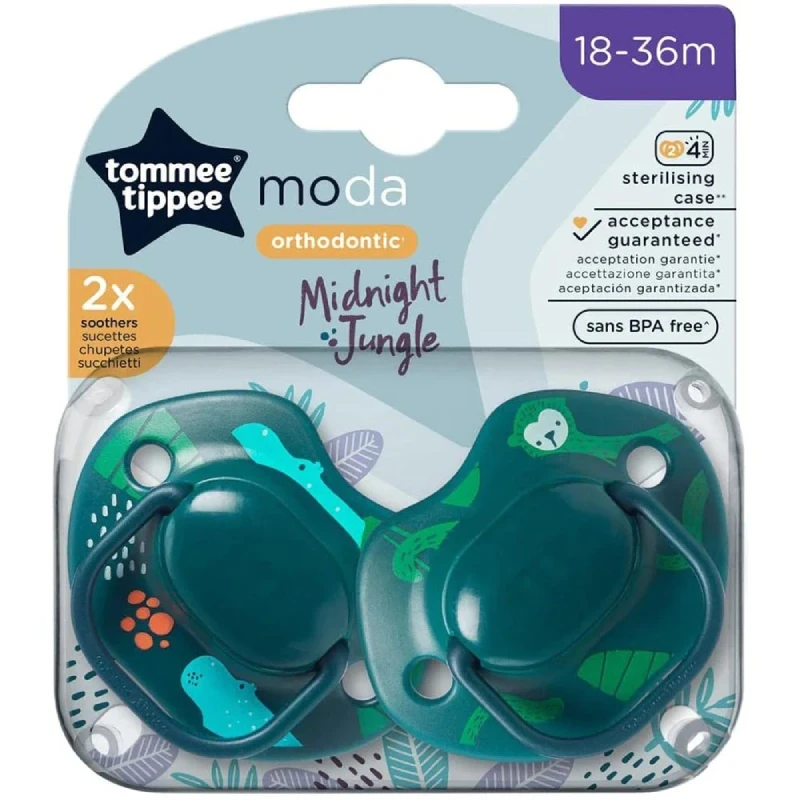 Tommee Tippee Moda Soothers  Green 2 Pcs - Tommee Tippee