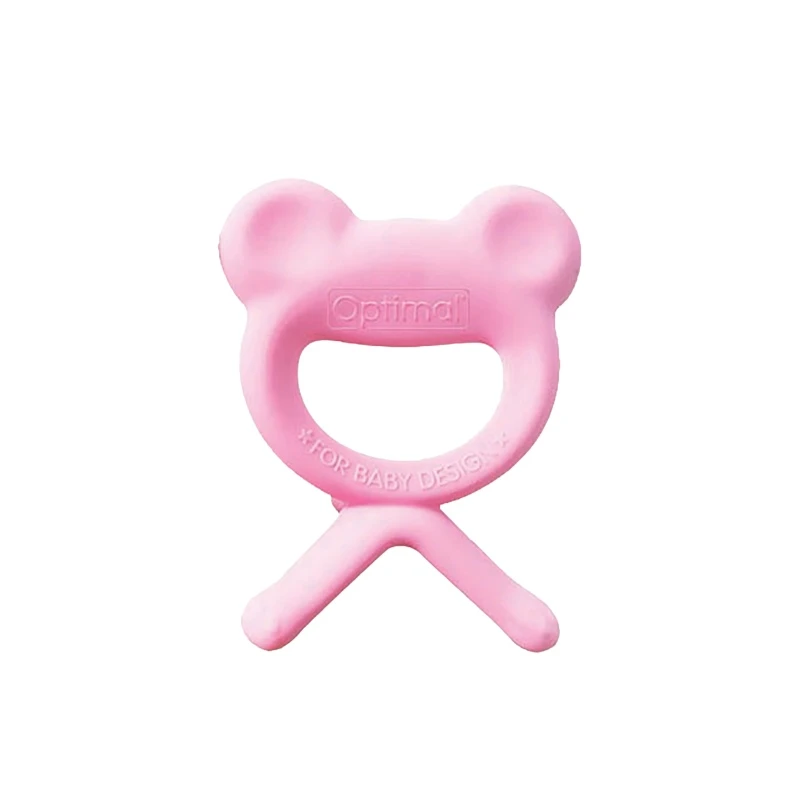 Optimal Rubber Frog Shape Baby Silicone Teether, Pink - Optimal
