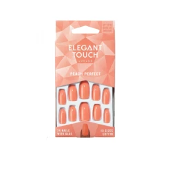 Elegant Touch Peach Perfect Nude Artificial Nails Kit for Women Squoval Shape Long Lasting Manicure