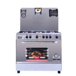 Nara 90cm Gas Cooker with Stainless Steel Finish, Fan Oven & Modern Design - Perfect for Contemporary Kitchens, Delivering Efficient and Powerful Cooking Performance