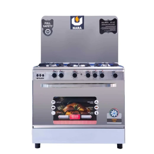 Nara 90cm Gas Cooker with Stainless Steel Finish, Fan Oven & Modern Design - Perfect for Contemporary Kitchens, Delivering Efficient and Powerful Cooking Performance Nara 90cm Gas Cooker with Stainless Steel Finish, Fan Oven & Modern Design - Perfect for Contemporary Kitchens, Delivering Efficient and Powerful Cooking Performance