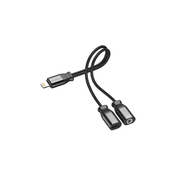 Awei cl-73 lightning adapter to lightning & 3.5mm 2a black - AWEI