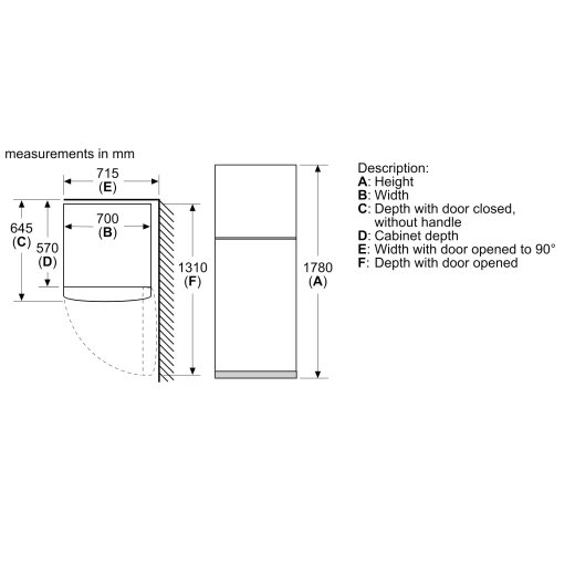 Bosch free-standing fridge-freezer with freezer at top 178 x 70 cm White Serie | 2 - BOSCH - Image 2