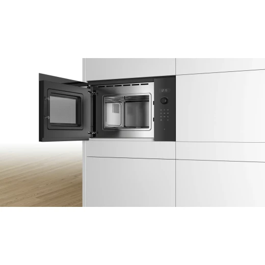 Bosch Serie 6 Built-In Black Microwave Oven 60x38cm - Hydrolytic Cleaning System - Integrated Design - Powerful & Efficient Heating - Stylish Kitchen Appliance - BOSCH - Image 4