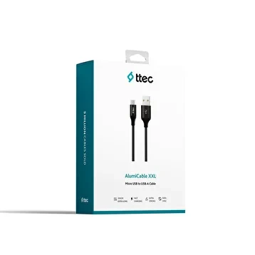 أسود تي تيك ألوميكابل  USB صغير، 2.0، XXL، 3MT.  كابل شحن / بيانات - تي تي اي سي - Image 3