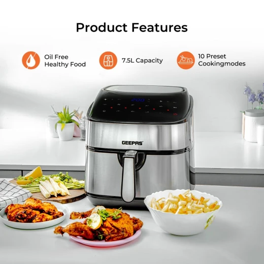 Geepas digital air fryer with vortex air frying technology 7.5L - GEEPAS - Image 4