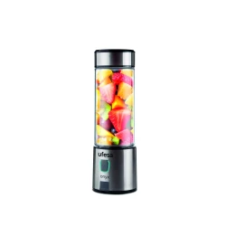 Ufesa Onyx UP Personal Blender – Portable USB Rechargeable Smoothie Maker, 400ml Bottle, Stainless Steel Blades, BPA-Free, Black