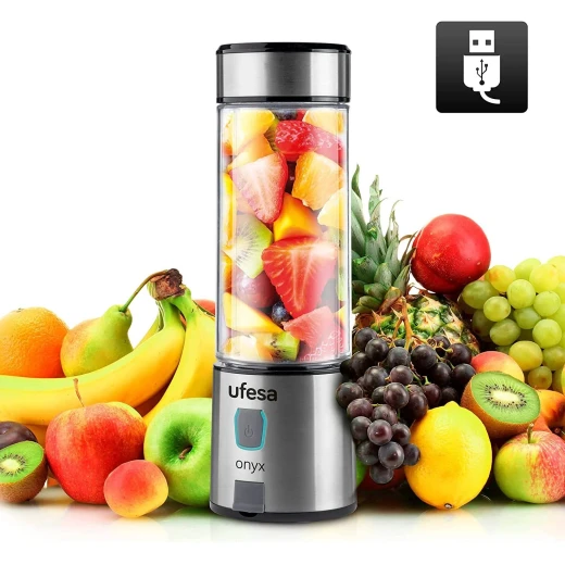 Ufesa Onyx UP Personal Blender – Portable USB Rechargeable Smoothie Maker, 400ml Bottle, Stainless Steel Blades, BPA-Free, Black - Ufesa - Image 3