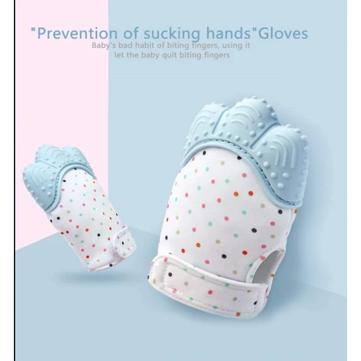 BabyJem Baby Teether Gloves Scratch – Blue - BabyJem - Image 4