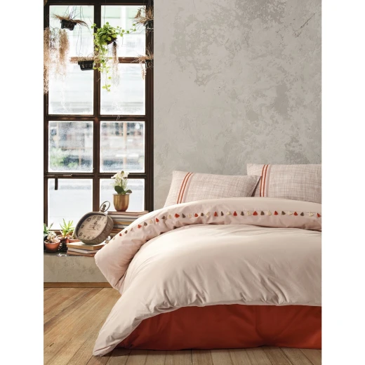 Nova home duvet cover rainforce set with tassels beige queen size 100% cotton Nova home duvet cover rainforce set with tassels beige queen size 100% cotton
