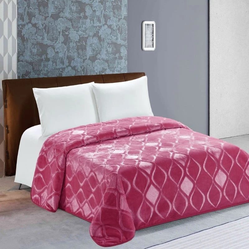 Nova home engraved diamond blanket fuchsia twin size - Nova Home