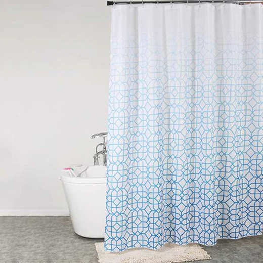Weva Shower Curtain Water Proof Fade Out, Teal Color, 180*200 Weva Shower Curtain Water Proof Fade Out, Teal Color, 180*200