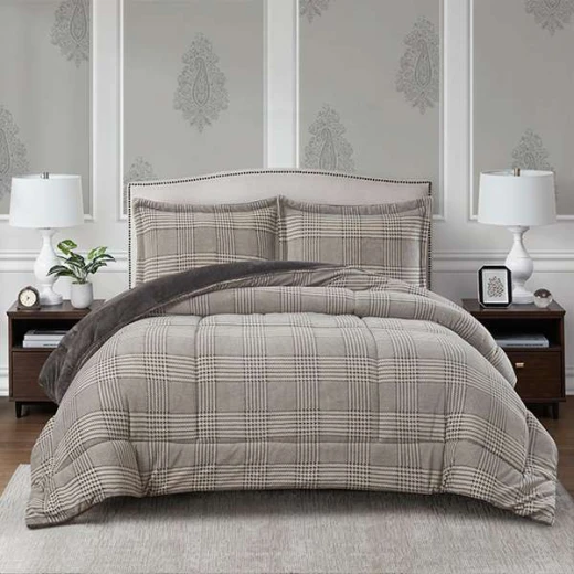 Nova Home Sketch Winter Printed Flannel Comforter Set - Single/Twin  - Grey  3 Pcs - Nova Home - Image 5