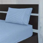 Cannon Dots & Stripes Fitted Sheet Set - Poly Cotton, Blue Color, Twin Size - Cannon