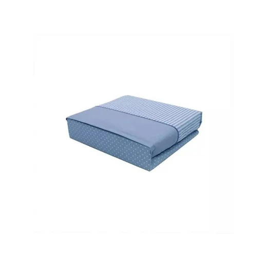Cannon Dots & Stripes Fitted Sheet Set - Poly Cotton, Blue Color, Twin Size - Cannon - Image 2