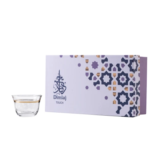 دملاج طقم فنجان قهوة عربية زجاج مذهب (عدد 6) - دملاج - Image 3