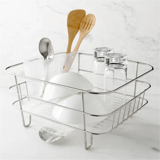 Simplehuman Stainless Steel Wire Frame Dish Rack, Frosted - Silver - Simplehuman - Image 4