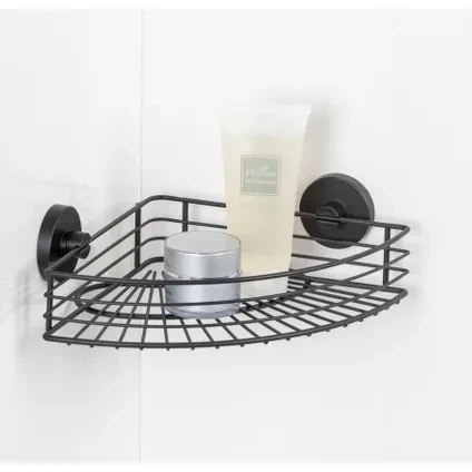 Wenko Milazzo Vacuum-Loc Corner Shelf, Black Color - Wenko - Image 4