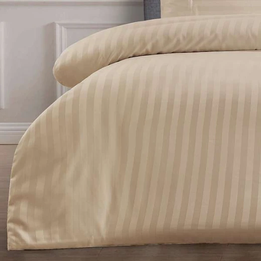 Nova Home UltraStripe Hotel Style Duvet Cover Set, 220x260 Size, Beige Color - Nova Home - Image 2