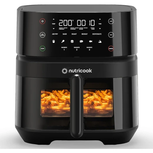 Nutricook Air Fryer 3 Vision with Clear Window and Internal Light , 5.7L, Air Fry, Roast, Bake, Dehydrate & Reheat, 6 Presets, AF357V, Black, 1700 Watts, 1Years limited Warranty Nutricook Air Fryer 3 Vision with Clear Window and Internal Light , 5.7L, Air Fry, Roast, Bake, Dehydrate & Reheat, 6 Presets, AF357V, Black, 1700 Watts, 1Years limited Warranty