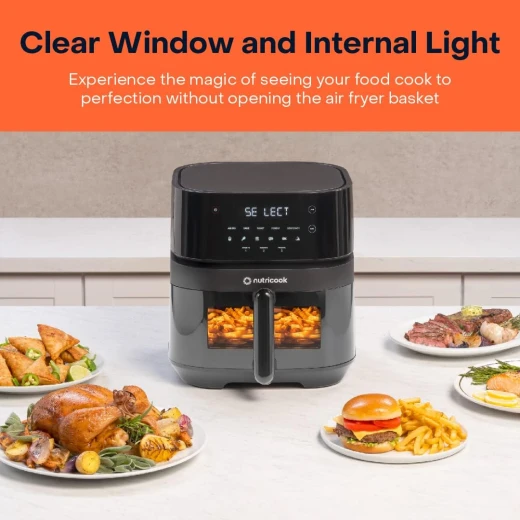 Nutricook Air Fryer 3 Vision with Clear Window and Internal Light , 5.7L, Air Fry, Roast, Bake, Dehydrate & Reheat, 6 Presets, AF357V, Black, 1700 Watts, 1Years limited Warranty - Nutricook - Image 2