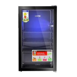 Geepas GSC1223 120L Showcase Chiller – Quick Cooling with Low-E Double Glass Door, Low Noise, Energy Efficient, Adjustable Wire Shelves, LED Interior Light, Black