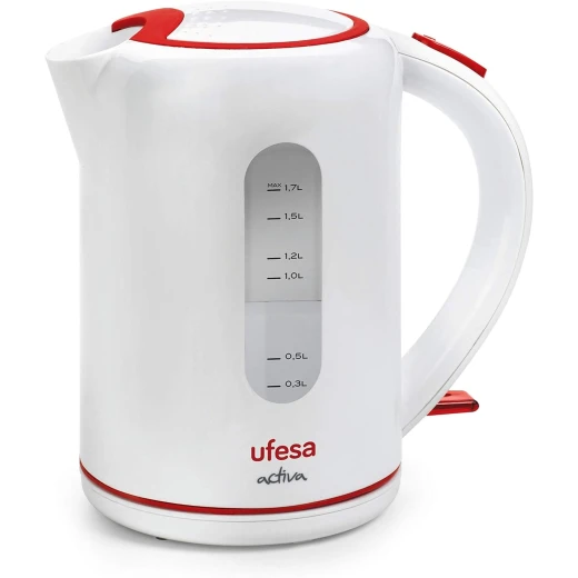 UFESA Electric Kettle, 1.7 L, 2000 W, White/Red UFESA Electric Kettle, 1.7 L, 2000 W, White/Red