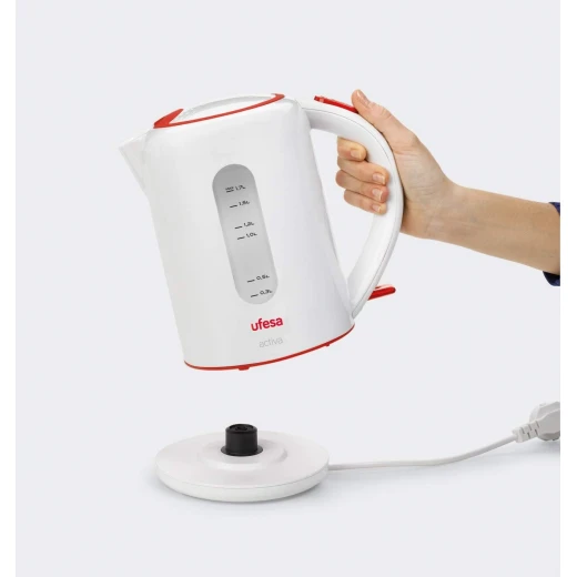 UFESA Electric Kettle, 1.7 L, 2000 W, White/Red - Ufesa - Image 2