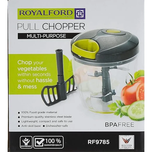 "Royalford Compact Multi-Purpose Pull Chopper | 0.9 L | RF9785 " - Royalford - Image 2