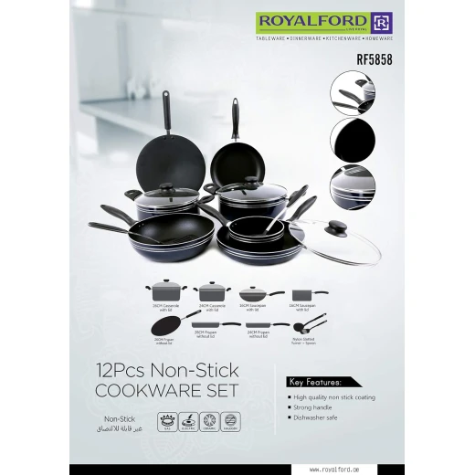 Royalford Non-Stick Cookware Set, 12 Pcs RF5858 - Royalford - Image 9