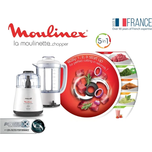 Moulinex La Moulinette Chopper With Blender, 1000 Watt, White - Dpa241 - MOULINEX - Image 4