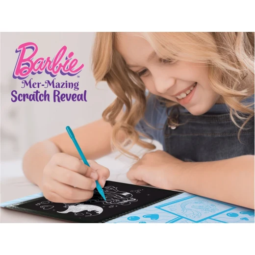 Lisciani Giochi Barbie Mer-mazing Scratch Reveal Sketchbook: Creative Coloring Fun with Rainbow Colors, Includes Wooden Pencil, 21x21x3cm - Lisciani giochi - Image 5