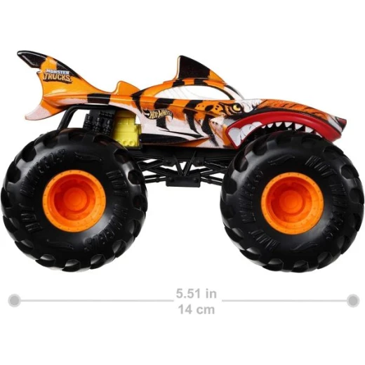 Hot Wheels Monster Trucks Tiger Shark Diecast 1:24 Scale Truck for Kids Ages 3-8, Featuring Giant Wheels and a Cool Design, Perfect Toy Gift - Hot Wheels - Image 3