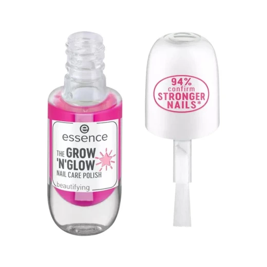 Essence Grow N Glow Natural Light Pink Nail Polish Long Lasting Treatment for Healthy Nails Manicure