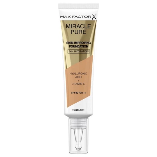 Max Factor Miracle Pure Radiant Complexion Foundation SPF 30 Golden 75 Makeup 30ml Flawless Finish Max Factor Miracle Pure Radiant Complexion Foundation SPF 30 Golden 75 Makeup 30ml Flawless Finish