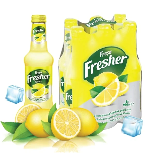 Fresher Natural Sparkling Lemon 200ml Pack of 6 - Fresher
