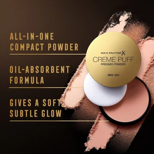Max Factor Creme Puff 41 Medium Beige Matte Face Powder Flawless Coverage Makeup for All Skin Types - Max Factor - Image 3